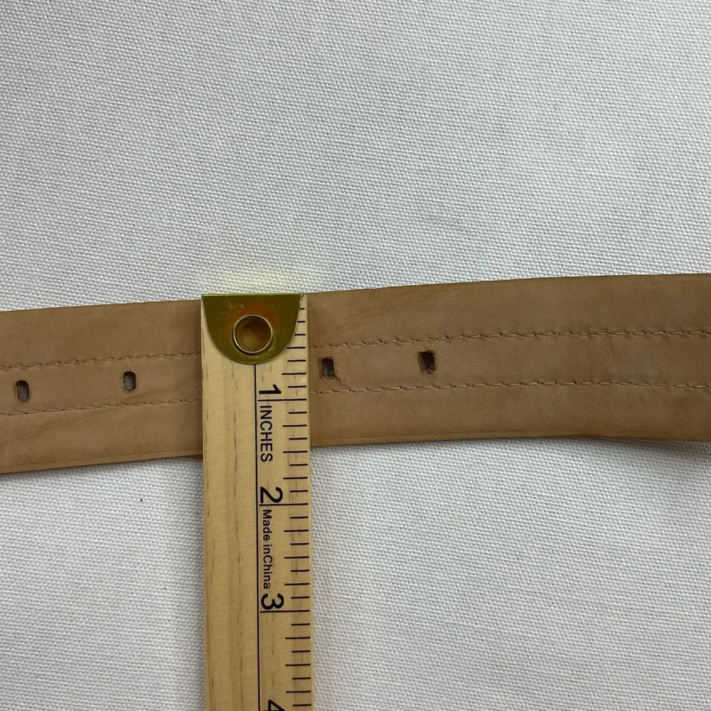 Carlisle Belt Taupe Colored Medium Italy Women Oval Shaped Brass Buckle Fashion